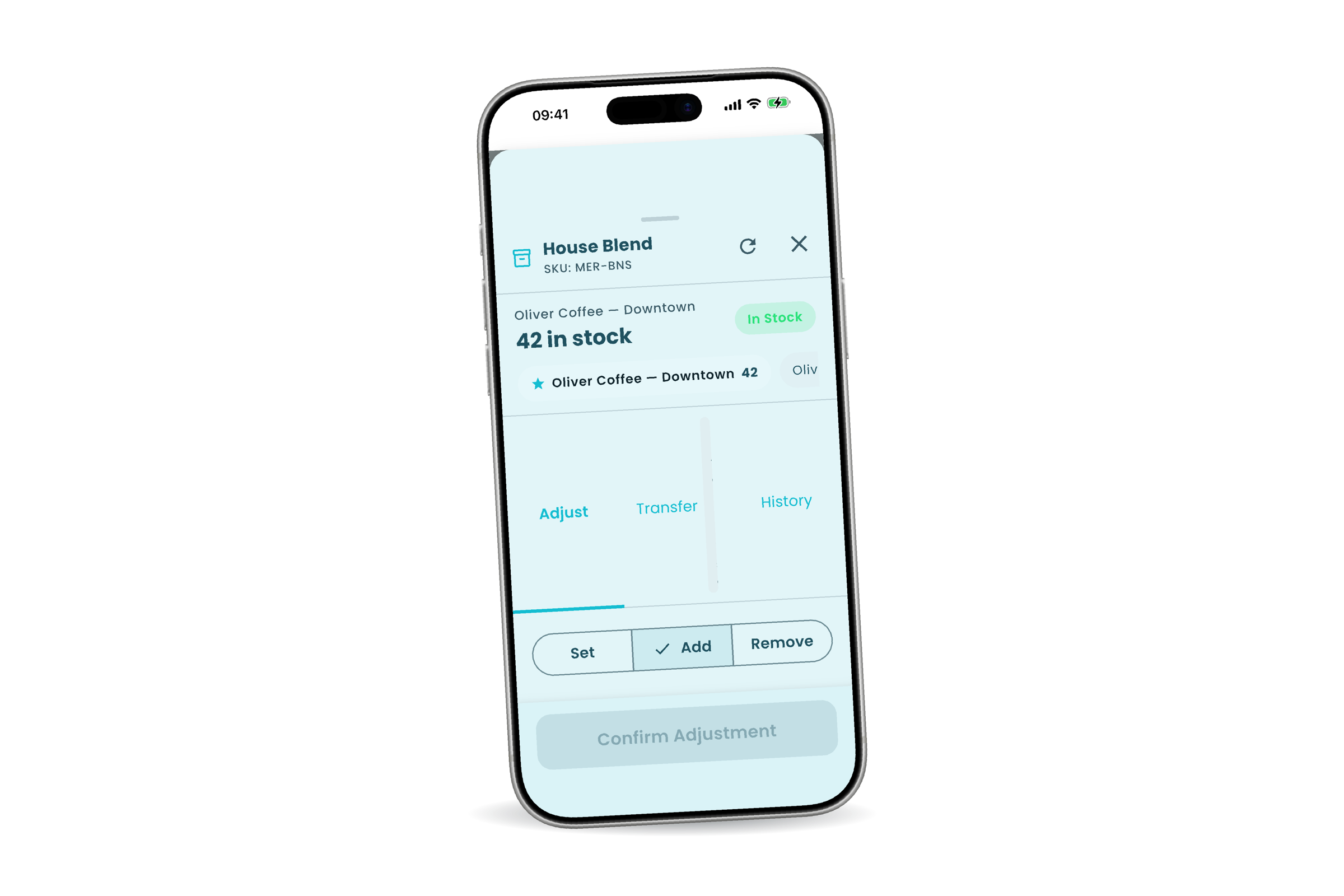 Inventory adjustment on the Oliver POS iPhone app
