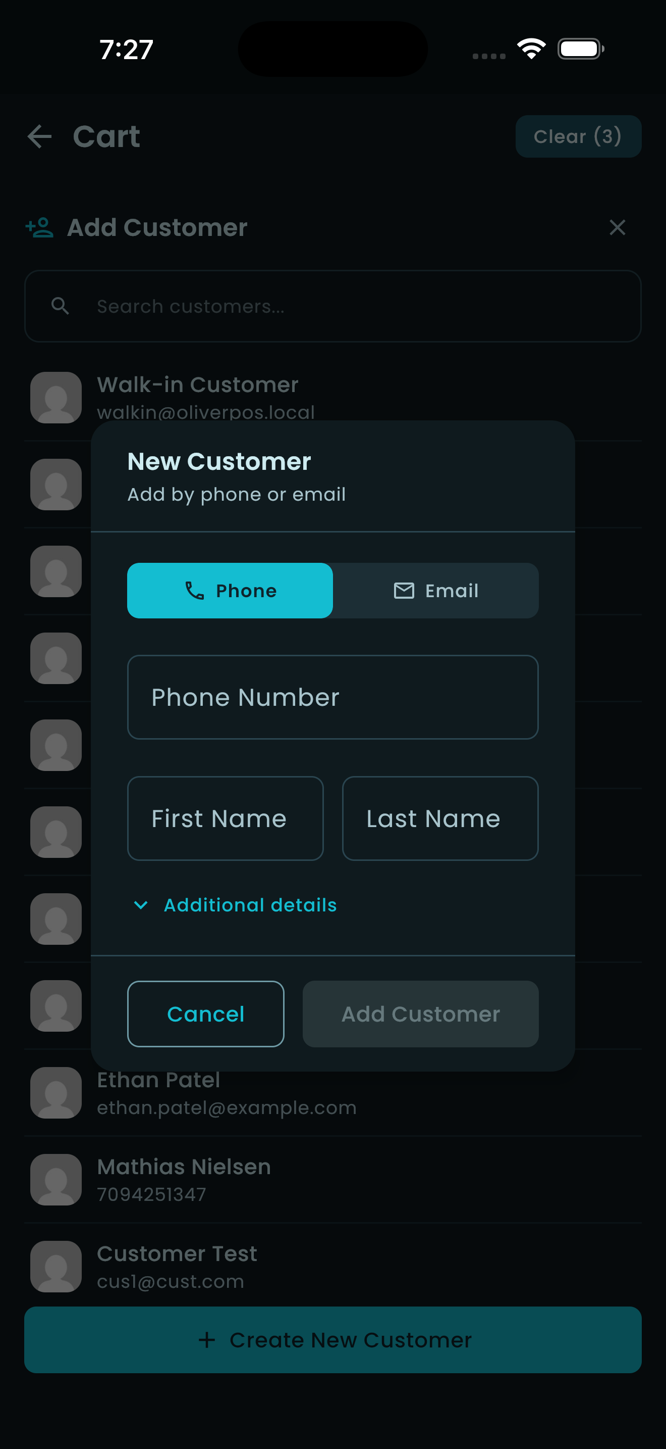 Oliver POS iPhone checkout