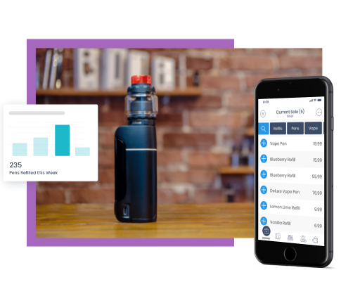 vape shop on mobile device with products